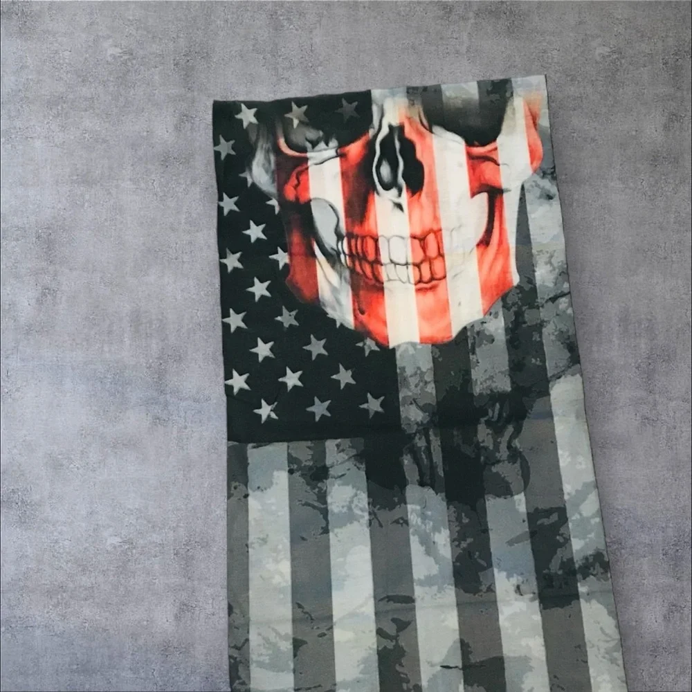 Skull Stars & Striped 16 n 1 Neck Gaiter Face Cover Dust Mask Biker Rag